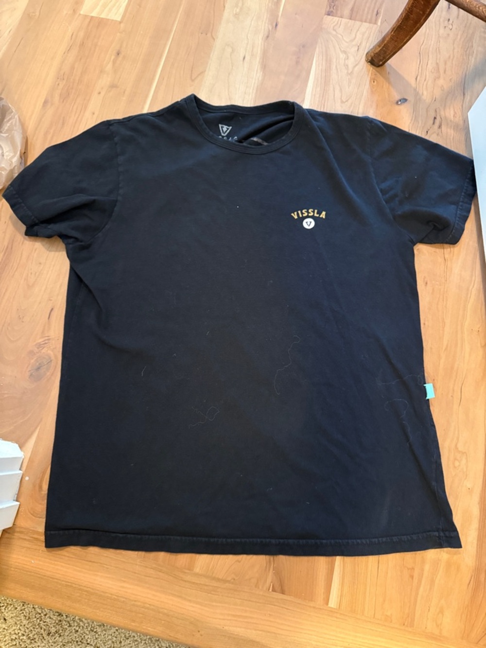 VISSLA Black Short Sleeve Logo Tee with Gold Accent